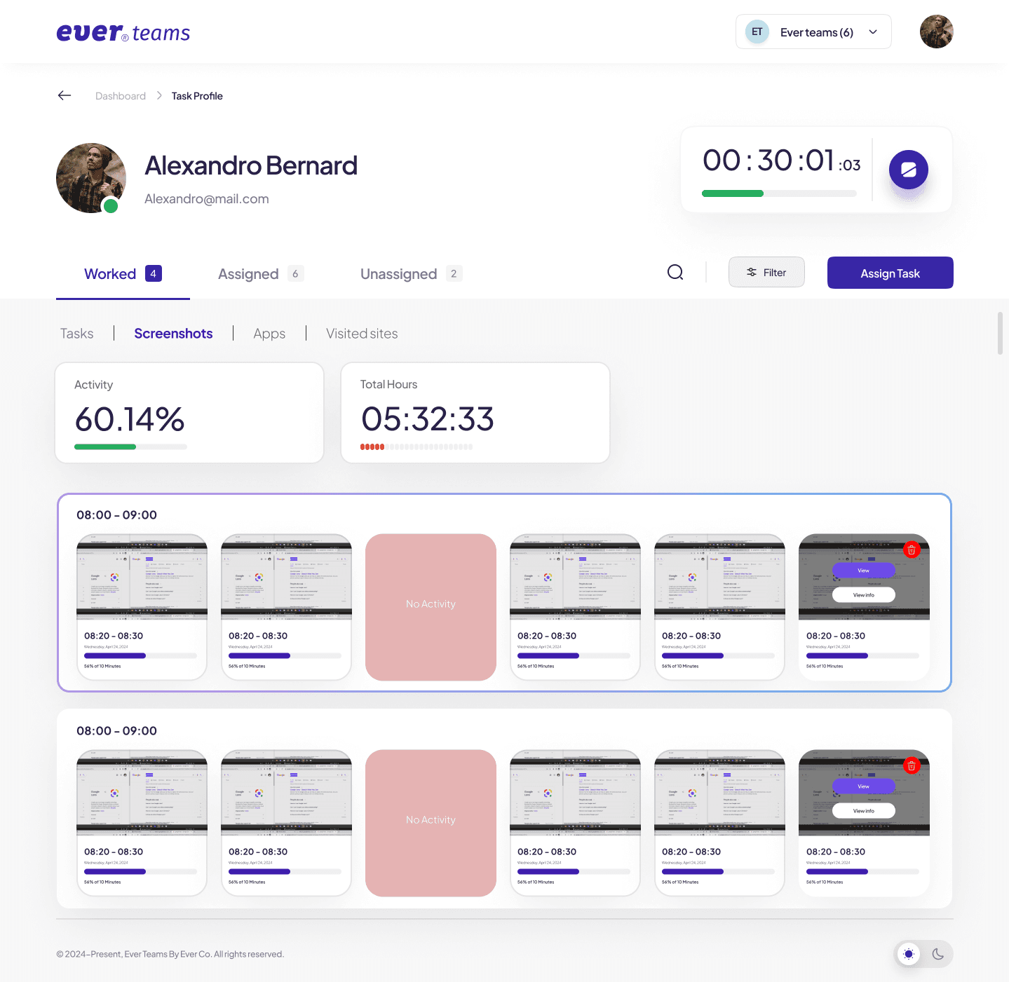 Take screen snapshots of team members' work in progress.